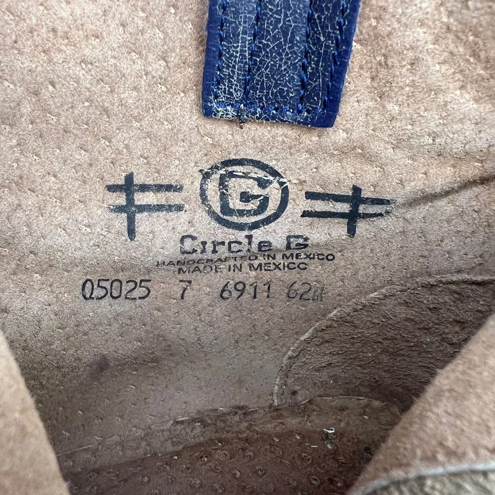 Circle G By Corral Q 5025 LD‎ BLUE STAR INLAY & STUDS ANKLE LEATHER BOOTS Size 7